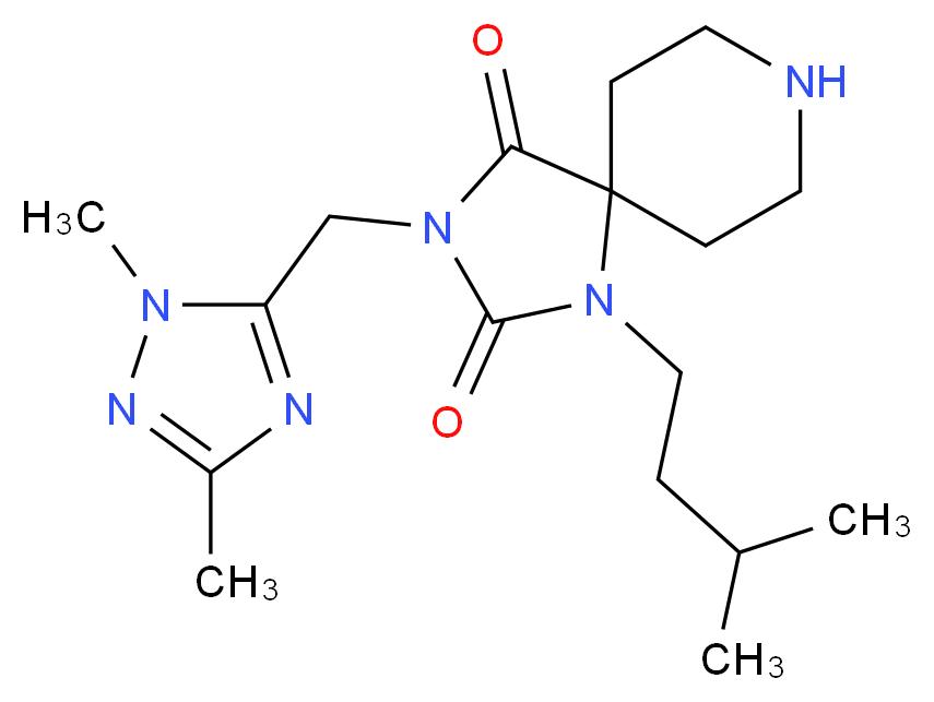 3-[(1,3-dimethyl-1H-1,2,4-triazol-5-yl)methyl]-1-(3-methylbutyl)-1,3,8-triazaspiro[4.5]decane-2,4-dione_Molecular_structure_CAS_)
