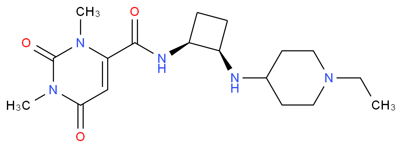 N-{(1S*,2R*)-2-[(1-ethyl-4-piperidinyl)amino]cyclobutyl}-1,3-dimethyl-2,6-dioxo-1,2,3,6-tetrahydro-4-pyrimidinecarboxamide_Molecular_structure_CAS_)