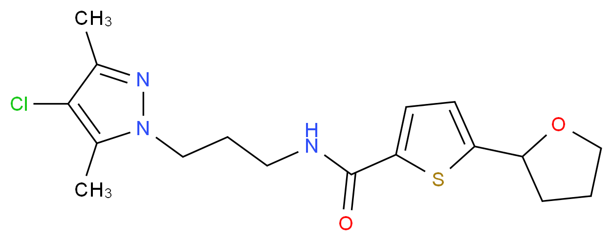 N-[3-(4-chloro-3,5-dimethyl-1H-pyrazol-1-yl)propyl]-5-(tetrahydro-2-furanyl)-2-thiophenecarboxamide_Molecular_structure_CAS_)