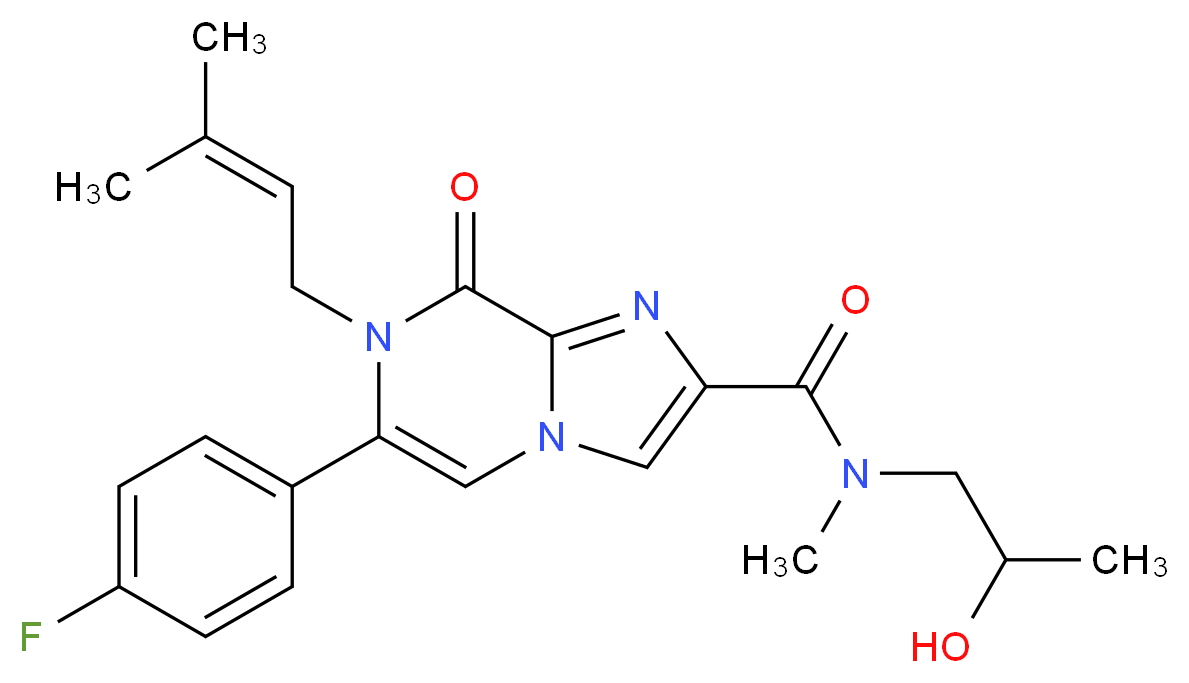 6-(4-fluorophenyl)-N-(2-hydroxypropyl)-N-methyl-7-(3-methylbut-2-en-1-yl)-8-oxo-7,8-dihydroimidazo[1,2-a]pyrazine-2-carboxamide_Molecular_structure_CAS_)