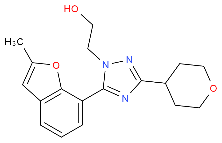 2-[5-(2-methyl-1-benzofuran-7-yl)-3-(tetrahydro-2H-pyran-4-yl)-1H-1,2,4-triazol-1-yl]ethanol_Molecular_structure_CAS_)