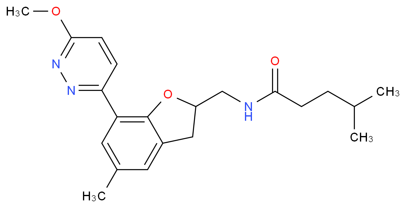 N-{[7-(6-methoxy-3-pyridazinyl)-5-methyl-2,3-dihydro-1-benzofuran-2-yl]methyl}-4-methylpentanamide_Molecular_structure_CAS_)