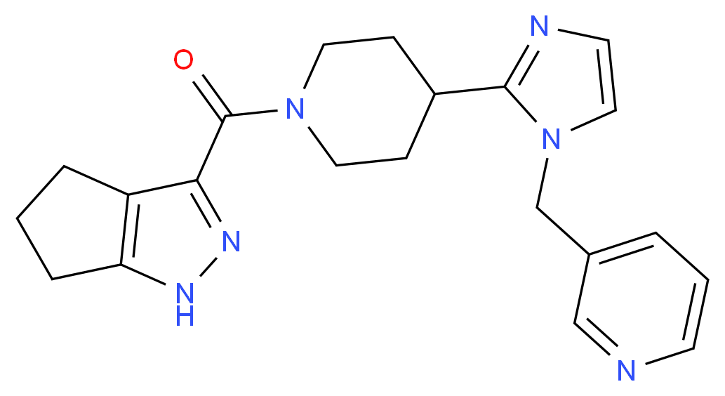 3-({4-[1-(pyridin-3-ylmethyl)-1H-imidazol-2-yl]piperidin-1-yl}carbonyl)-1,4,5,6-tetrahydrocyclopenta[c]pyrazole_Molecular_structure_CAS_)