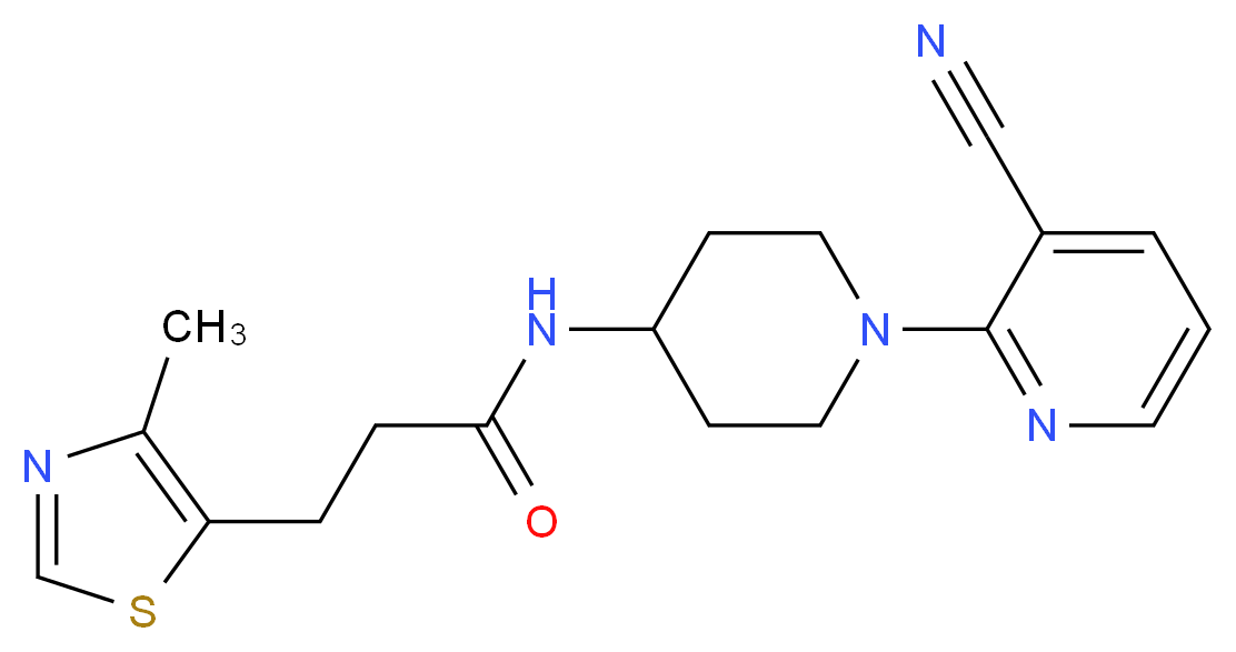 N-[1-(3-cyano-2-pyridinyl)-4-piperidinyl]-3-(4-methyl-1,3-thiazol-5-yl)propanamide_Molecular_structure_CAS_)