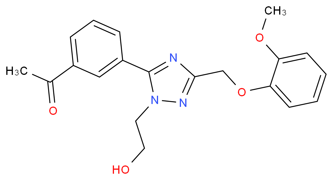 1-(3-{1-(2-hydroxyethyl)-3-[(2-methoxyphenoxy)methyl]-1H-1,2,4-triazol-5-yl}phenyl)ethanone_Molecular_structure_CAS_)
