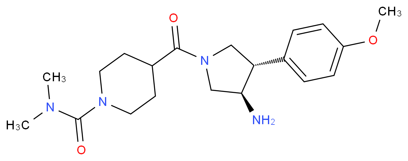 4-{[(3R*,4S*)-3-amino-4-(4-methoxyphenyl)pyrrolidin-1-yl]carbonyl}-N,N-dimethylpiperidine-1-carboxamide_Molecular_structure_CAS_)