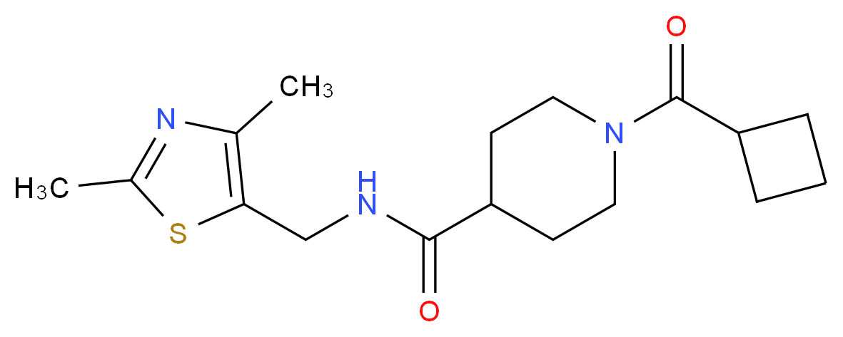 1-(cyclobutylcarbonyl)-N-[(2,4-dimethyl-1,3-thiazol-5-yl)methyl]-4-piperidinecarboxamide_Molecular_structure_CAS_)