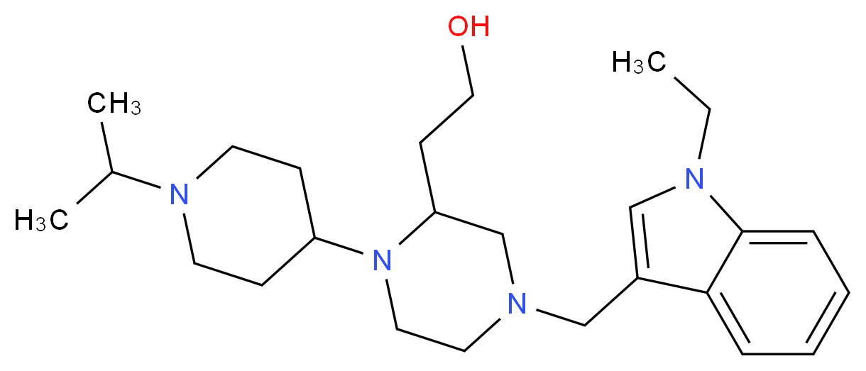 2-[4-[(1-ethyl-1H-indol-3-yl)methyl]-1-(1-isopropyl-4-piperidinyl)-2-piperazinyl]ethanol_Molecular_structure_CAS_)