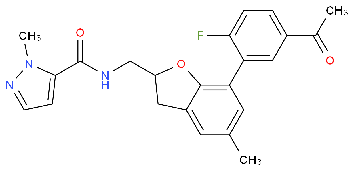 N-{[7-(5-acetyl-2-fluorophenyl)-5-methyl-2,3-dihydro-1-benzofuran-2-yl]methyl}-1-methyl-1H-pyrazole-5-carboxamide_Molecular_structure_CAS_)