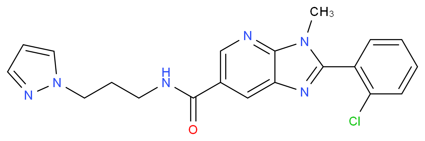 2-(2-chlorophenyl)-3-methyl-N-[3-(1H-pyrazol-1-yl)propyl]-3H-imidazo[4,5-b]pyridine-6-carboxamide_Molecular_structure_CAS_)