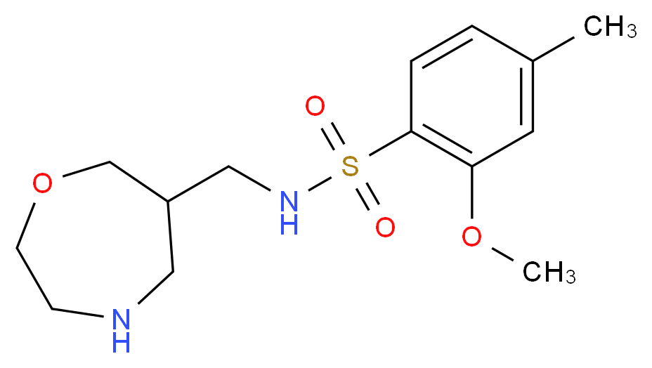 2-methoxy-4-methyl-N-(1,4-oxazepan-6-ylmethyl)benzenesulfonamide_Molecular_structure_CAS_)