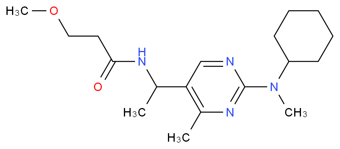 N-(1-{2-[cyclohexyl(methyl)amino]-4-methyl-5-pyrimidinyl}ethyl)-3-methoxypropanamide_Molecular_structure_CAS_)