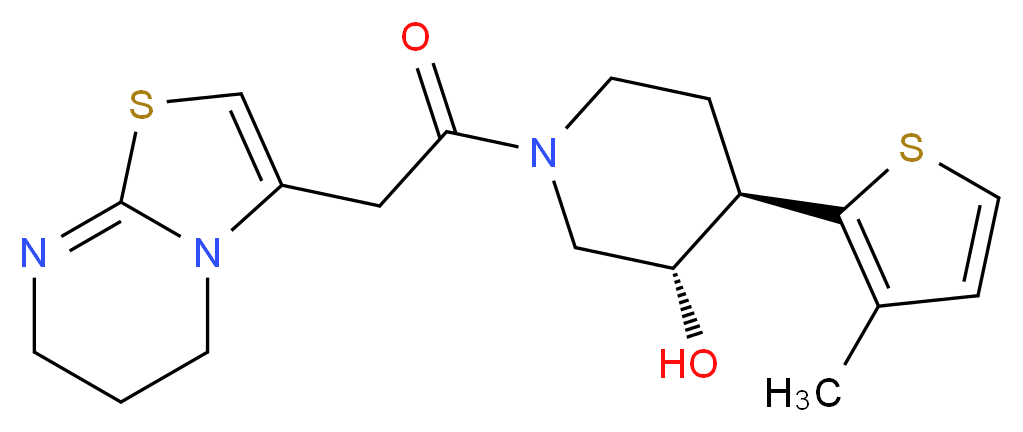 (3S*,4R*)-1-(6,7-dihydro-5H-[1,3]thiazolo[3,2-a]pyrimidin-3-ylacetyl)-4-(3-methyl-2-thienyl)piperidin-3-ol_Molecular_structure_CAS_)