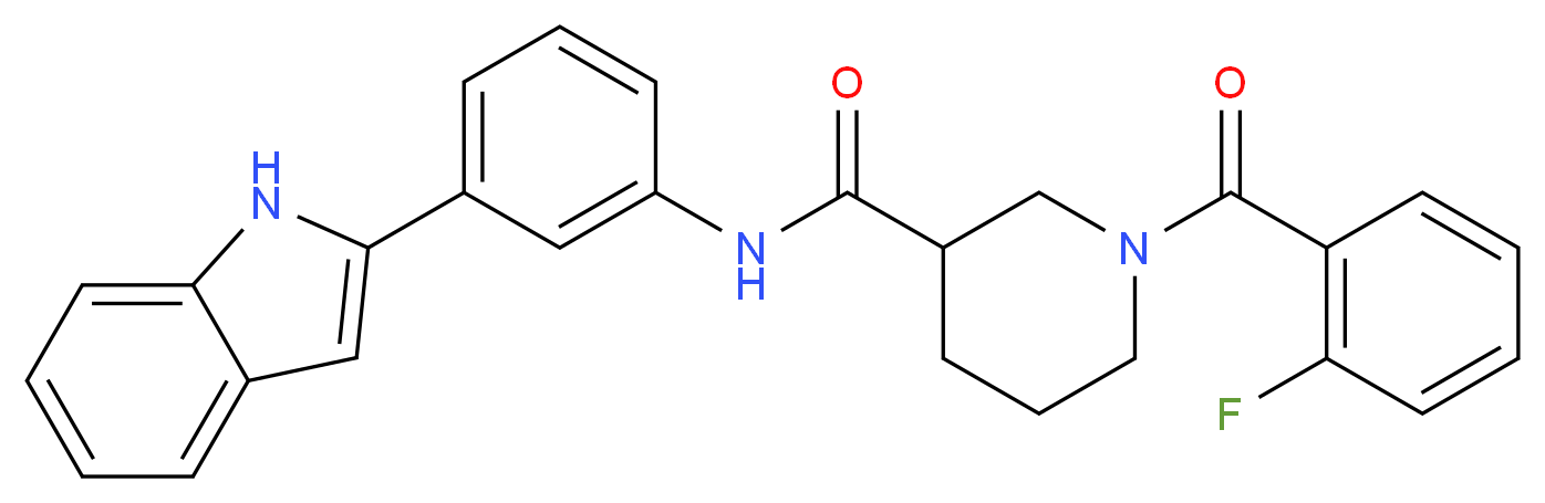 1-(2-fluorobenzoyl)-N-[3-(1H-indol-2-yl)phenyl]-3-piperidinecarboxamide_Molecular_structure_CAS_)