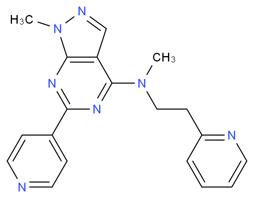 N,1-dimethyl-6-(4-pyridinyl)-N-[2-(2-pyridinyl)ethyl]-1H-pyrazolo[3,4-d]pyrimidin-4-amine_Molecular_structure_CAS_)