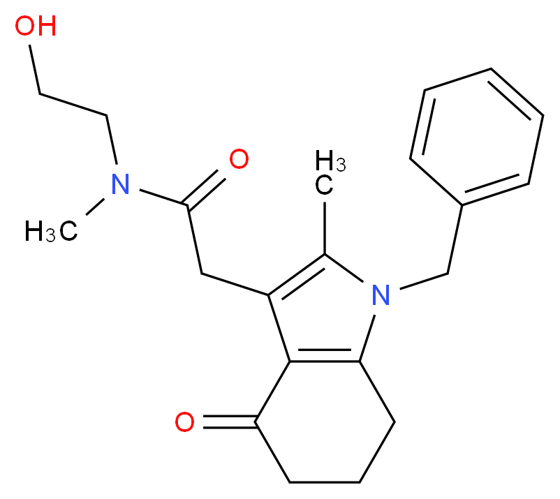 2-(1-benzyl-2-methyl-4-oxo-4,5,6,7-tetrahydro-1H-indol-3-yl)-N-(2-hydroxyethyl)-N-methylacetamide_Molecular_structure_CAS_)