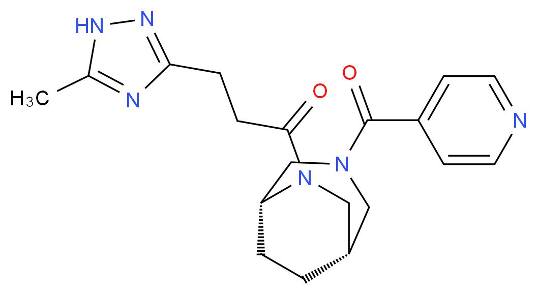 (1S*,5R*)-3-isonicotinoyl-6-[3-(5-methyl-1H-1,2,4-triazol-3-yl)propanoyl]-3,6-diazabicyclo[3.2.2]nonane_Molecular_structure_CAS_)