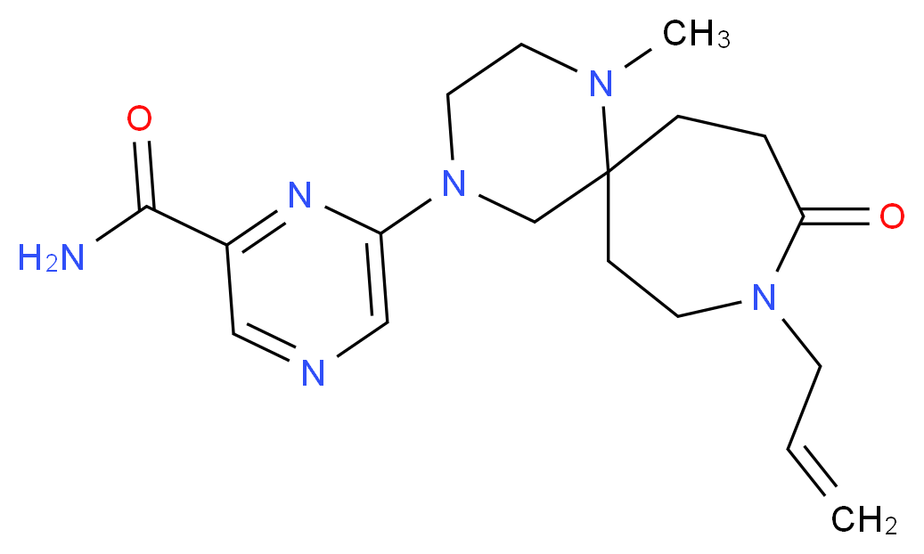 6-(9-allyl-1-methyl-10-oxo-1,4,9-triazaspiro[5.6]dodec-4-yl)-2-pyrazinecarboxamide_Molecular_structure_CAS_)