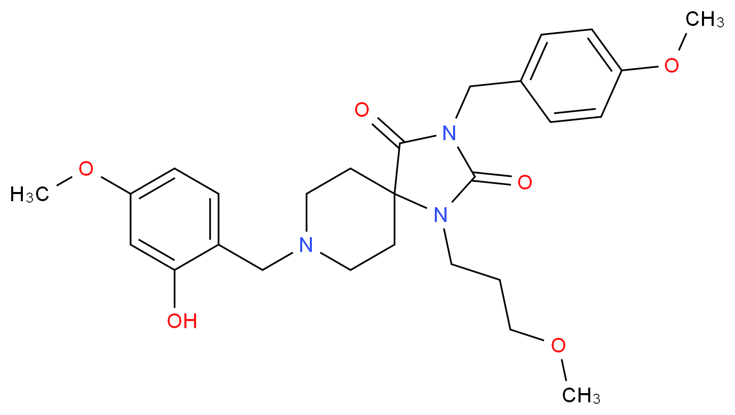 8-(2-hydroxy-4-methoxybenzyl)-3-(4-methoxybenzyl)-1-(3-methoxypropyl)-1,3,8-triazaspiro[4.5]decane-2,4-dione_Molecular_structure_CAS_)