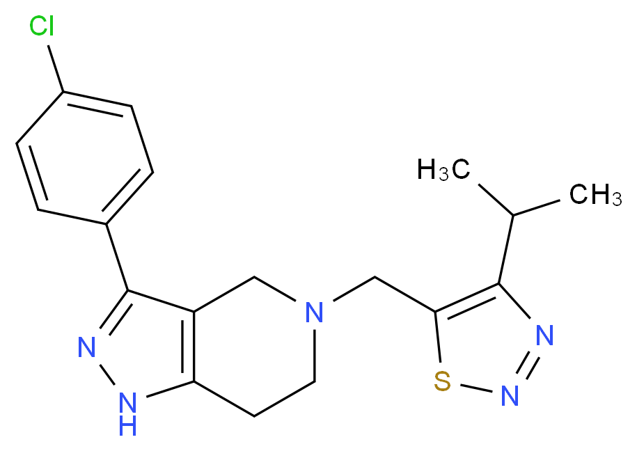 3-(4-chlorophenyl)-5-[(4-isopropyl-1,2,3-thiadiazol-5-yl)methyl]-4,5,6,7-tetrahydro-1H-pyrazolo[4,3-c]pyridine_Molecular_structure_CAS_)