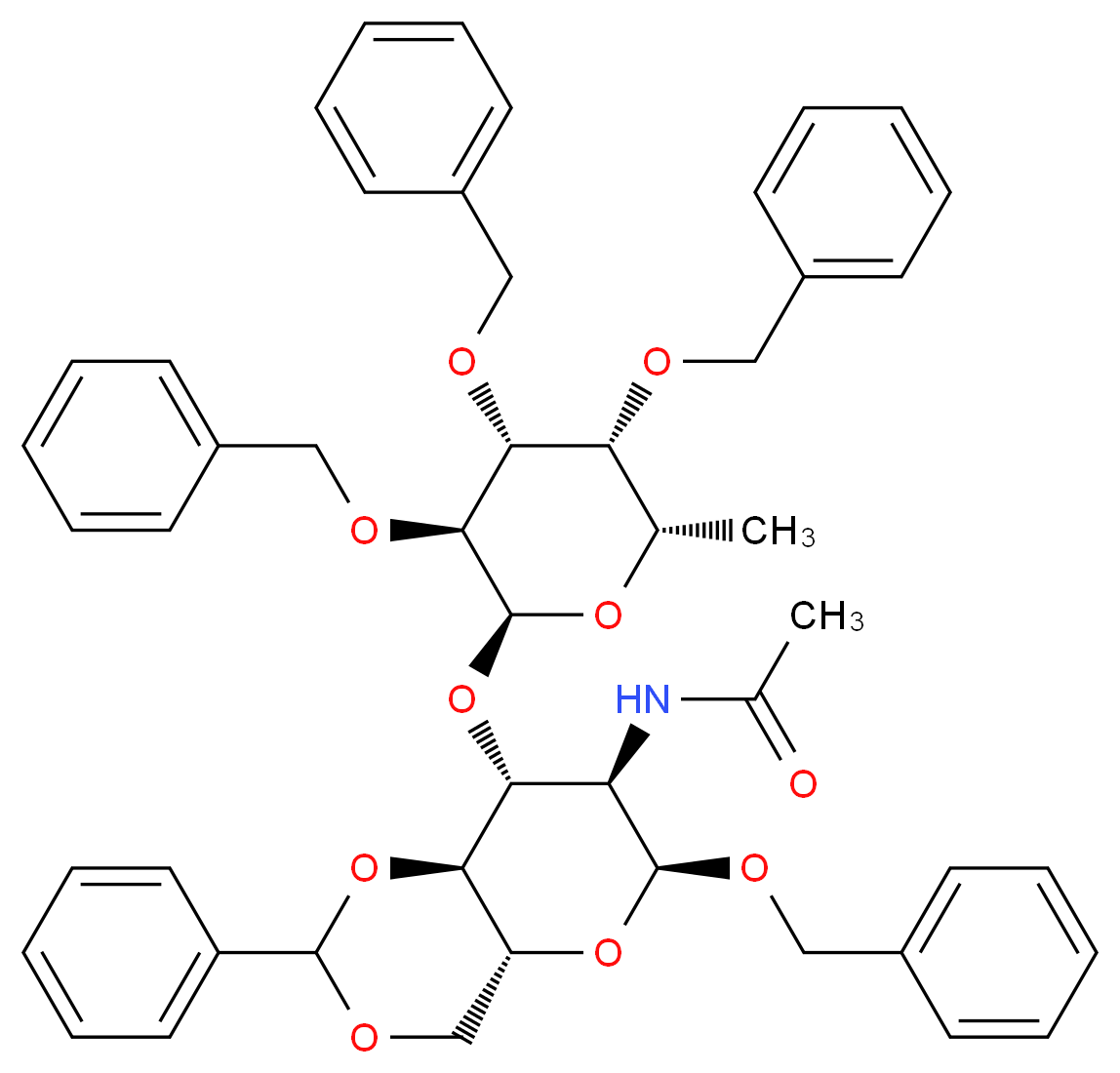 Benzyl 2-Acetamido-2-deoxy-3-O-(2,3,4-tri-O-benzyl-α-L-fucopyranosyl)-4,6-benzylidene-α-D-glucopyranoside_Molecular_structure_CAS_196941-73-8)