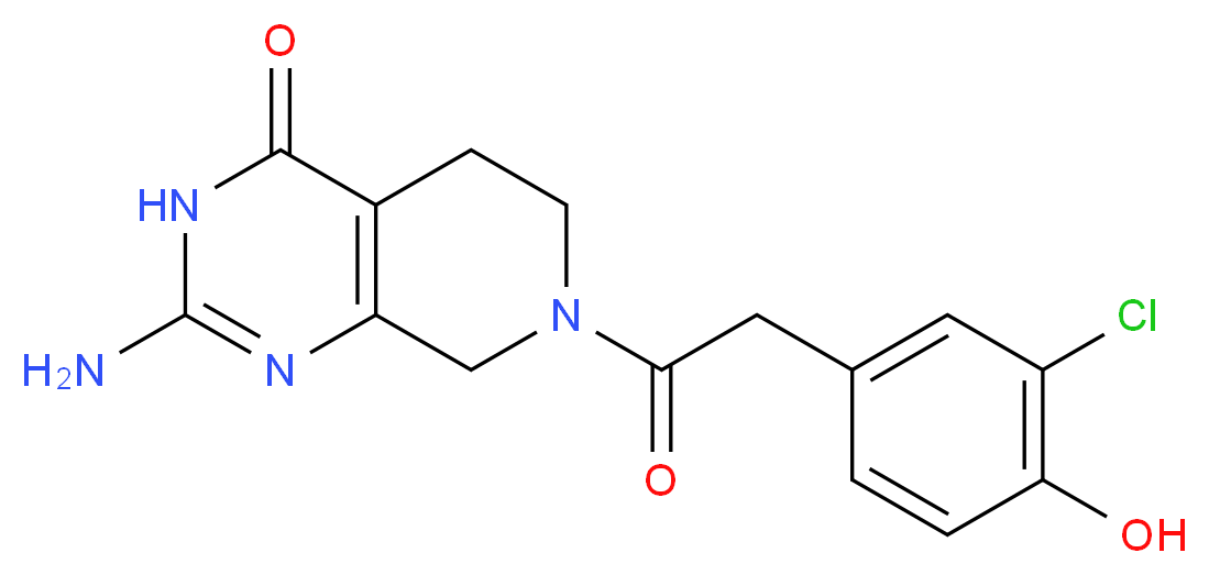 2-amino-7-[(3-chloro-4-hydroxyphenyl)acetyl]-5,6,7,8-tetrahydropyrido[3,4-d]pyrimidin-4(3H)-one_Molecular_structure_CAS_)