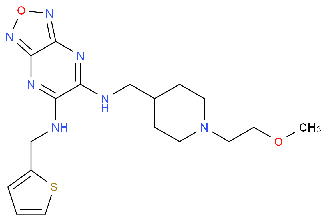N-{[1-(2-methoxyethyl)-4-piperidinyl]methyl}-N'-(2-thienylmethyl)[1,2,5]oxadiazolo[3,4-b]pyrazine-5,6-diamine_Molecular_structure_CAS_)