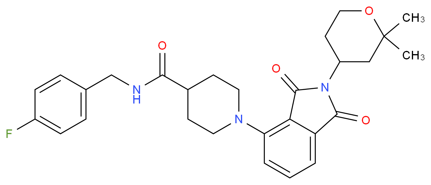 1-[2-(2,2-dimethyltetrahydro-2H-pyran-4-yl)-1,3-dioxo-2,3-dihydro-1H-isoindol-4-yl]-N-(4-fluorobenzyl)-4-piperidinecarboxamide_Molecular_structure_CAS_)