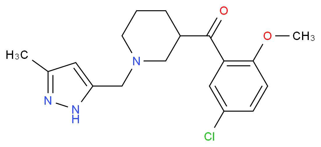 (5-chloro-2-methoxyphenyl){1-[(3-methyl-1H-pyrazol-5-yl)methyl]-3-piperidinyl}methanone_Molecular_structure_CAS_)