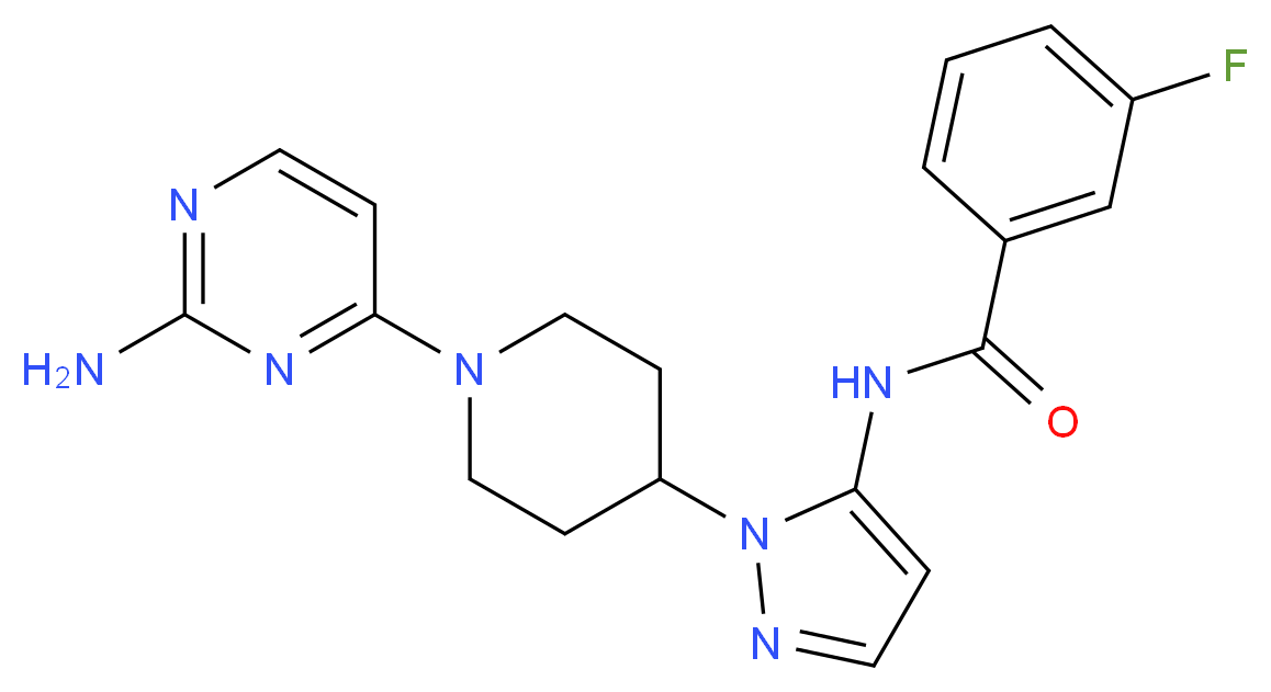 N-{1-[1-(2-aminopyrimidin-4-yl)piperidin-4-yl]-1H-pyrazol-5-yl}-3-fluorobenzamide_Molecular_structure_CAS_)