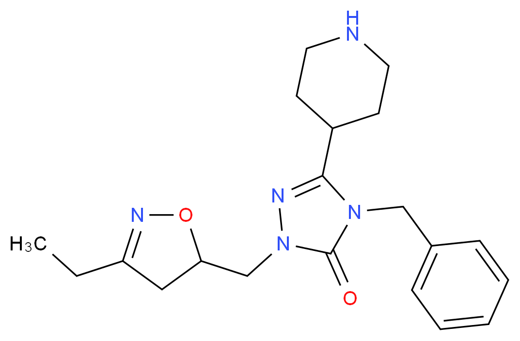 4-benzyl-2-[(3-ethyl-4,5-dihydroisoxazol-5-yl)methyl]-5-piperidin-4-yl-2,4-dihydro-3H-1,2,4-triazol-3-one_Molecular_structure_CAS_)