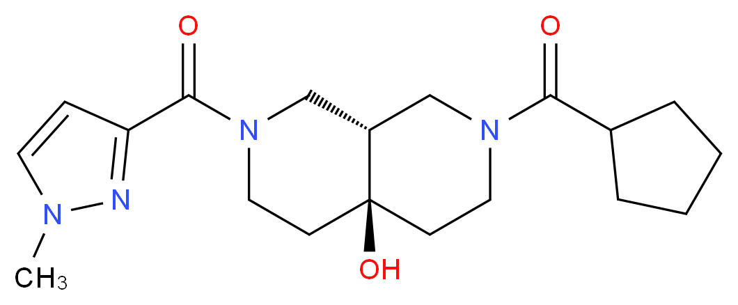 (4aS*,8aS*)-2-(cyclopentylcarbonyl)-7-[(1-methyl-1H-pyrazol-3-yl)carbonyl]octahydro-2,7-naphthyridin-4a(2H)-ol_Molecular_structure_CAS_)