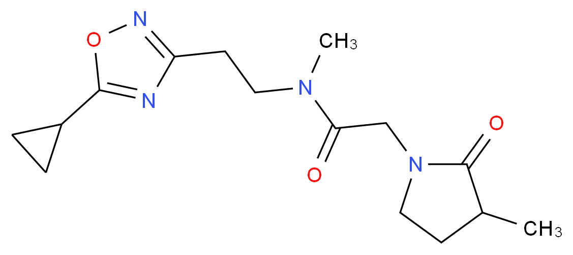 N-[2-(5-cyclopropyl-1,2,4-oxadiazol-3-yl)ethyl]-N-methyl-2-(3-methyl-2-oxopyrrolidin-1-yl)acetamide_Molecular_structure_CAS_)