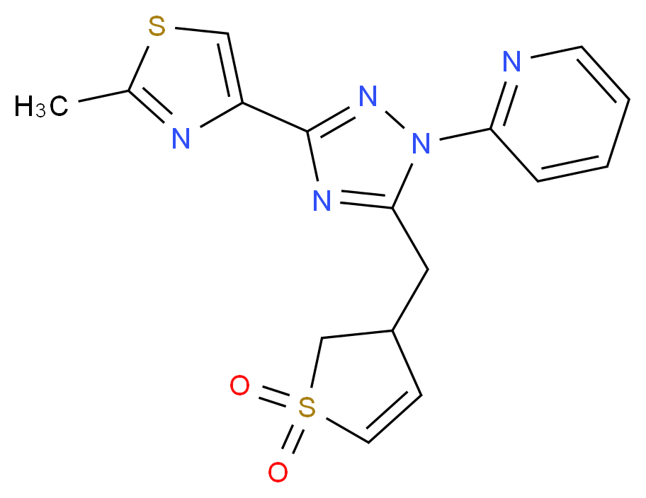 2-[5-[(1,1-dioxido-2,3-dihydro-3-thienyl)methyl]-3-(2-methyl-1,3-thiazol-4-yl)-1H-1,2,4-triazol-1-yl]pyridine_Molecular_structure_CAS_)