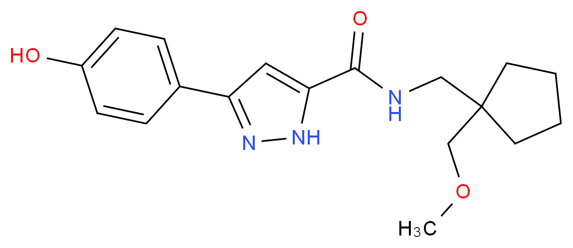 3-(4-hydroxyphenyl)-N-{[1-(methoxymethyl)cyclopentyl]methyl}-1H-pyrazole-5-carboxamide_Molecular_structure_CAS_)