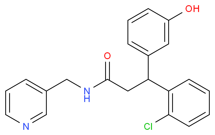 3-(2-chlorophenyl)-3-(3-hydroxyphenyl)-N-(3-pyridinylmethyl)propanamide_Molecular_structure_CAS_)