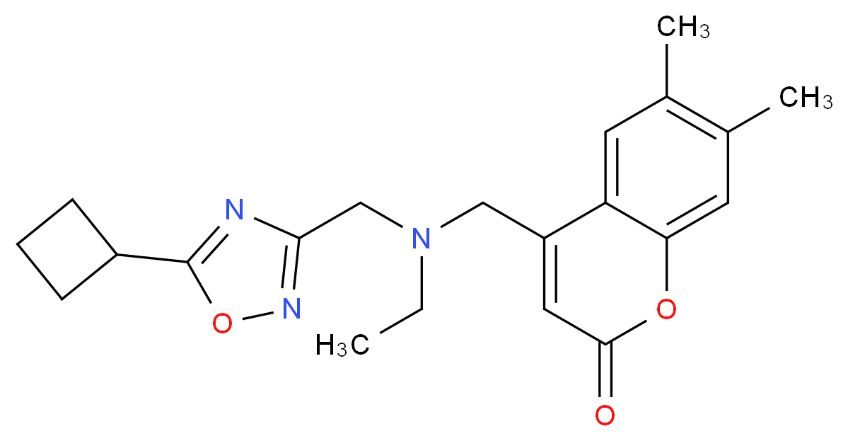 4-{[[(5-cyclobutyl-1,2,4-oxadiazol-3-yl)methyl](ethyl)amino]methyl}-6,7-dimethyl-2H-chromen-2-one_Molecular_structure_CAS_)