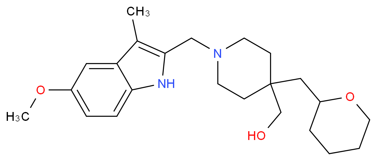 [1-[(5-methoxy-3-methyl-1H-indol-2-yl)methyl]-4-(tetrahydro-2H-pyran-2-ylmethyl)-4-piperidinyl]methanol_Molecular_structure_CAS_)