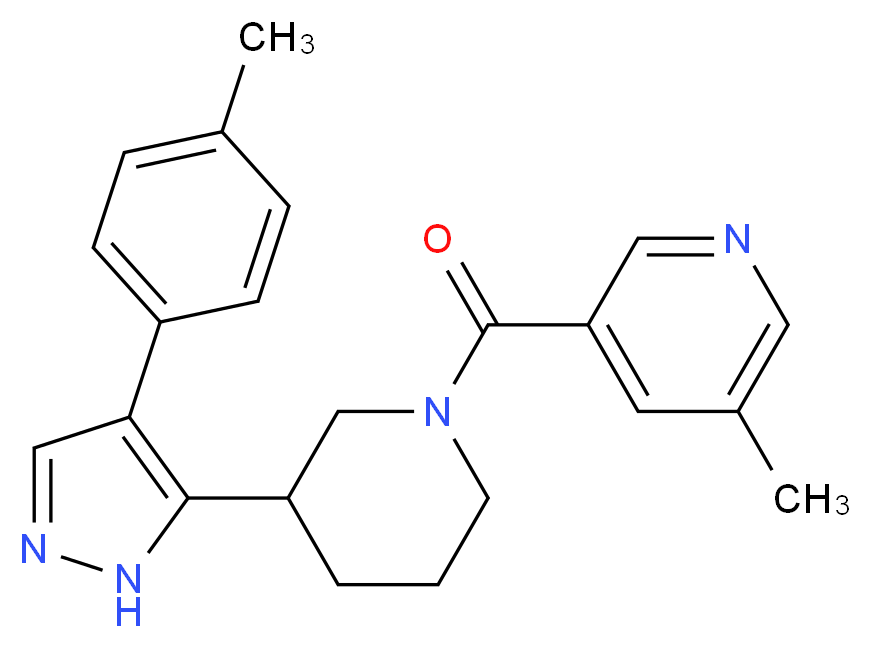 3-methyl-5-({3-[4-(4-methylphenyl)-1H-pyrazol-5-yl]piperidin-1-yl}carbonyl)pyridine_Molecular_structure_CAS_)