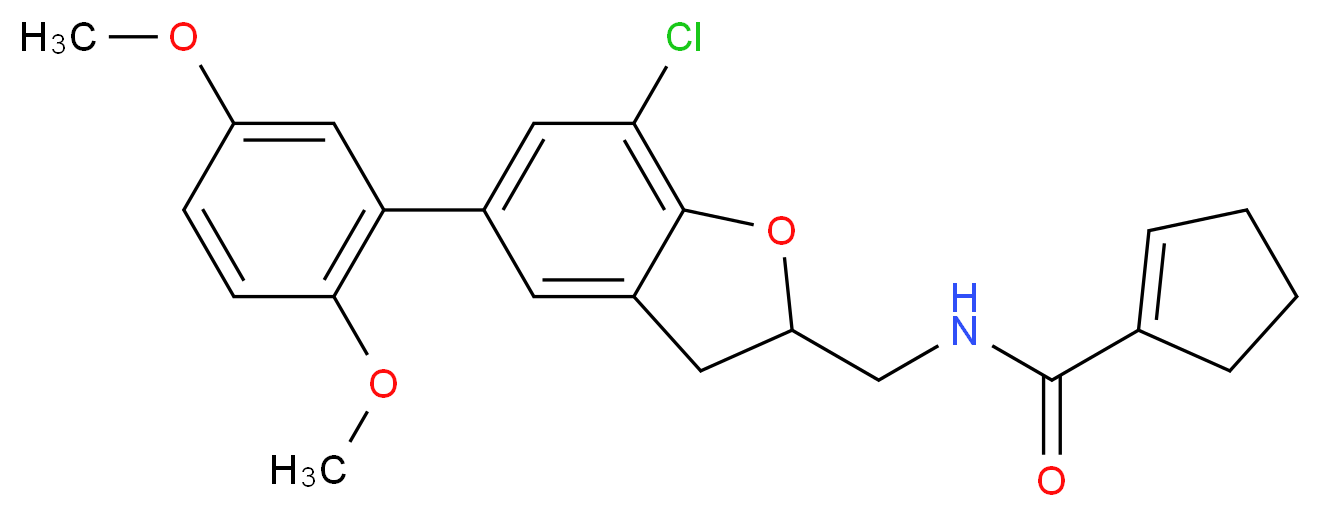 N-{[7-chloro-5-(2,5-dimethoxyphenyl)-2,3-dihydro-1-benzofuran-2-yl]methyl}-1-cyclopentene-1-carboxamide_Molecular_structure_CAS_)