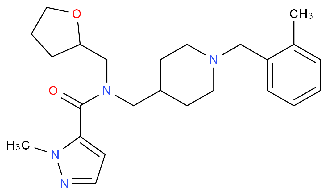1-methyl-N-{[1-(2-methylbenzyl)-4-piperidinyl]methyl}-N-(tetrahydro-2-furanylmethyl)-1H-pyrazole-5-carboxamide_Molecular_structure_CAS_)