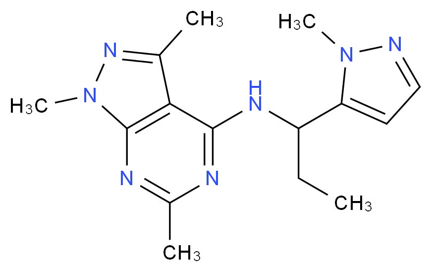 1,3,6-trimethyl-N-[1-(1-methyl-1H-pyrazol-5-yl)propyl]-1H-pyrazolo[3,4-d]pyrimidin-4-amine_Molecular_structure_CAS_)