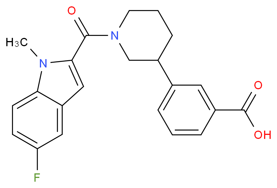 3-{1-[(5-fluoro-1-methyl-1H-indol-2-yl)carbonyl]piperidin-3-yl}benzoic acid_Molecular_structure_CAS_)