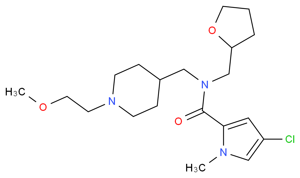 4-chloro-N-{[1-(2-methoxyethyl)piperidin-4-yl]methyl}-1-methyl-N-(tetrahydrofuran-2-ylmethyl)-1H-pyrrole-2-carboxamide_Molecular_structure_CAS_)