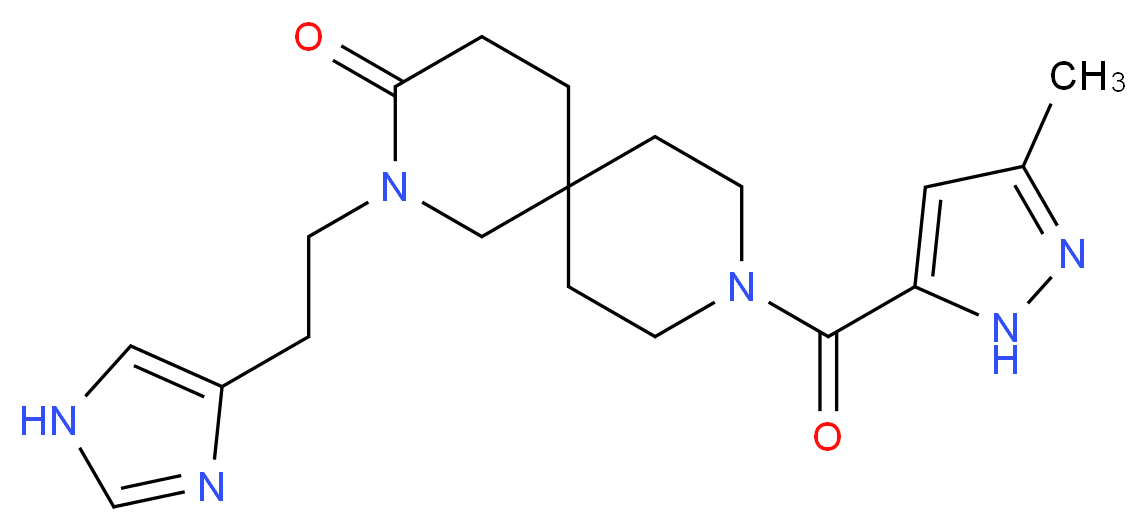 2-[2-(1H-imidazol-4-yl)ethyl]-9-[(3-methyl-1H-pyrazol-5-yl)carbonyl]-2,9-diazaspiro[5.5]undecan-3-one_Molecular_structure_CAS_)