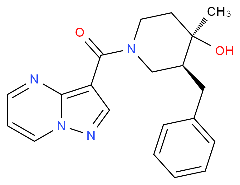 (3S*,4R*)-3-benzyl-4-methyl-1-(pyrazolo[1,5-a]pyrimidin-3-ylcarbonyl)-4-piperidinol_Molecular_structure_CAS_)