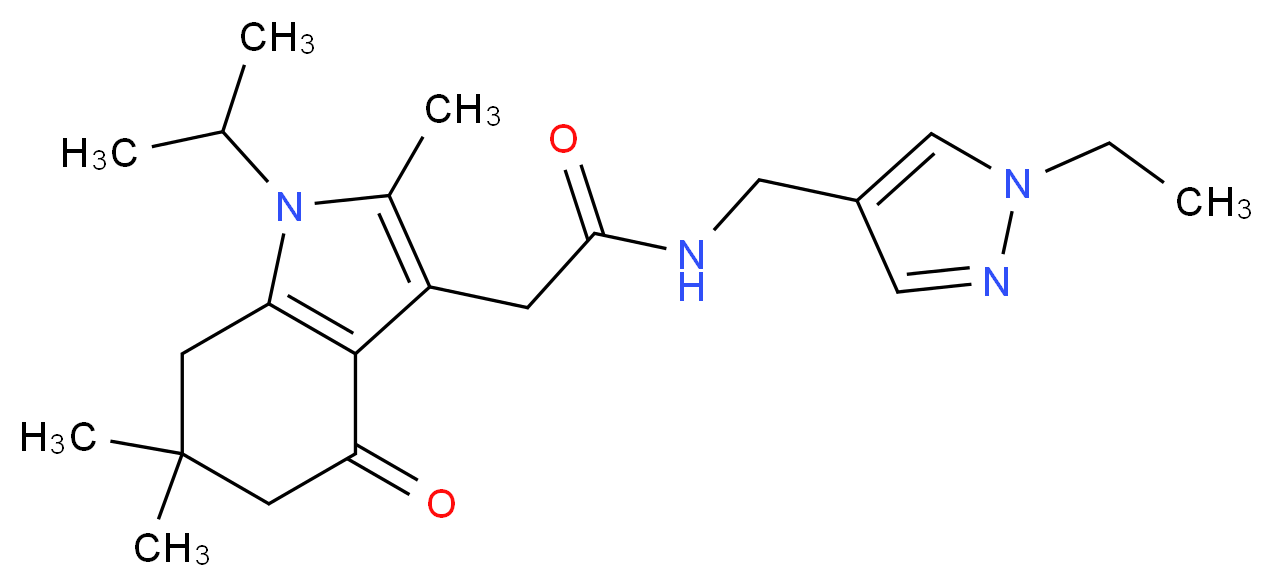N-[(1-ethyl-1H-pyrazol-4-yl)methyl]-2-(1-isopropyl-2,6,6-trimethyl-4-oxo-4,5,6,7-tetrahydro-1H-indol-3-yl)acetamide_Molecular_structure_CAS_)