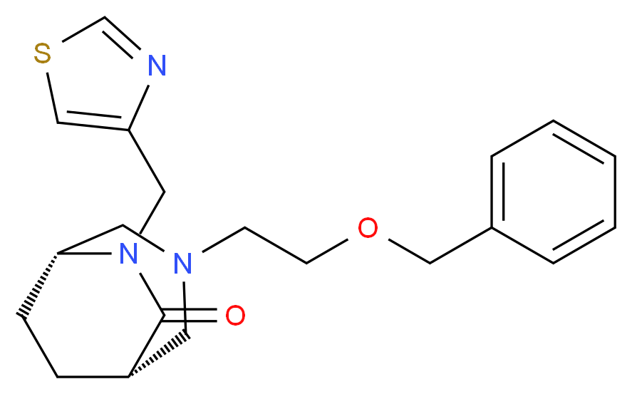 (1S*,5R*)-3-[2-(benzyloxy)ethyl]-6-(1,3-thiazol-4-ylmethyl)-3,6-diazabicyclo[3.2.2]nonan-7-one_Molecular_structure_CAS_)