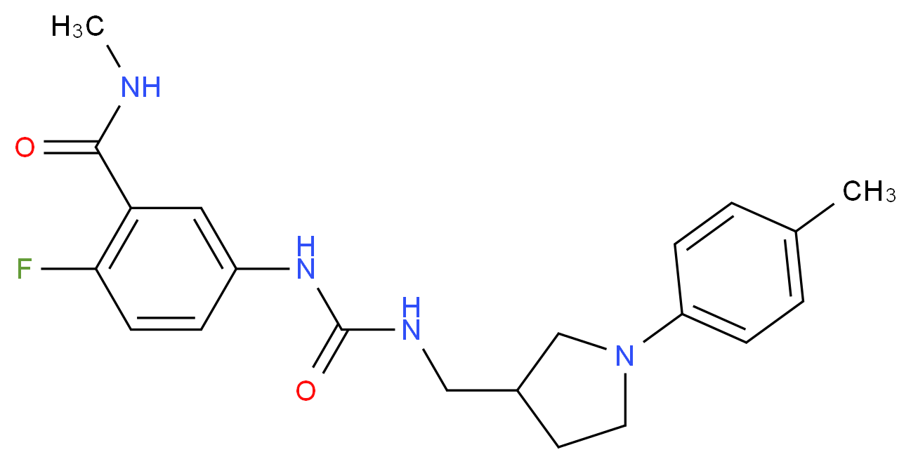 2-fluoro-N-methyl-5-{[({[1-(4-methylphenyl)pyrrolidin-3-yl]methyl}amino)carbonyl]amino}benzamide_Molecular_structure_CAS_)