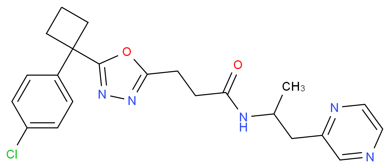 3-{5-[1-(4-chlorophenyl)cyclobutyl]-1,3,4-oxadiazol-2-yl}-N-[1-methyl-2-(2-pyrazinyl)ethyl]propanamide_Molecular_structure_CAS_)